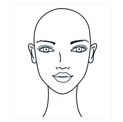 Beautiful woman face. Line drawing