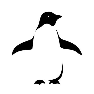 recommend clip art: Vector black and white illustration of a penguin.