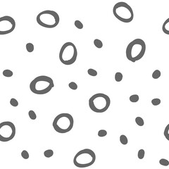Doodle dots seamless pattern. Hand drawn circles background. Monochrome texture.