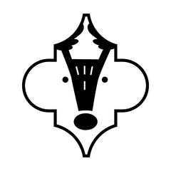 Christmas Arabesque Tile  Ornament with deer isolated on white background. Vector flat illustration. Christmas and New Year design.