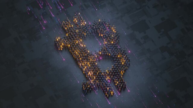 Digital currency bitcoin. Seamless loop 3D render animation