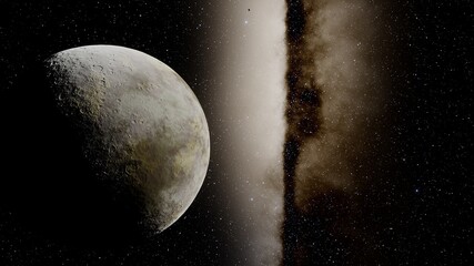 Planets and galaxy, science fiction wallpaper. Beauty of deep space. Billions of galaxy in the universe Cosmic art background 3d render
