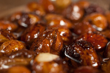 Hazelnuts covered in honey