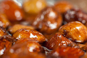 Hazelnuts covered in honey