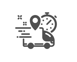 Express delivery icon. Courier truck location sign. Order delivery symbol. Quality design element. Flat style express delivery icon. Editable stroke. Vector