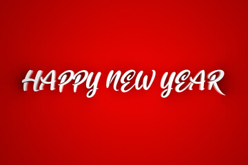 3d text HAPPY NEW YEAR on red background