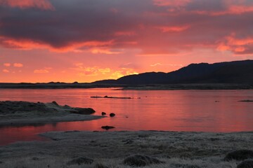 Sunrise over the sea, Loch Bee, south uist, outer hebrides