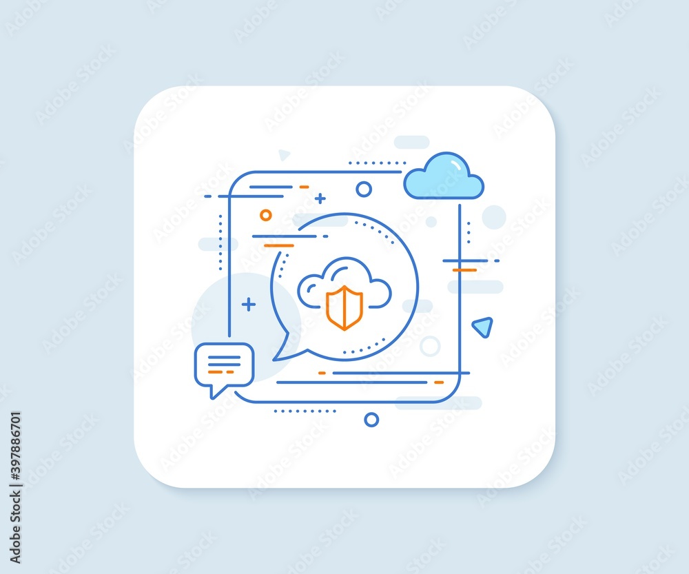 Poster cloud computing protection line icon. abstract square vector button. internet data storage sign. fil
