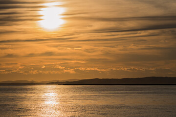 Dramatic and beautiful sunset seascape of Kushiro, Hokkaido, Japan