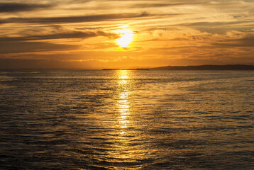Dramatic and beautiful sunset seascape of Kushiro, Hokkaido, Japan