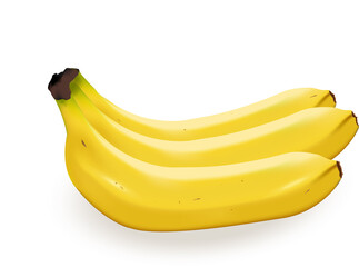 Realistic ripe banana bunch. Fresh yellow fruit  for healthy eating, organic food adverts design. Sweet fruit full of vitamins. Vector delicious dessert, seal, template, design element. 