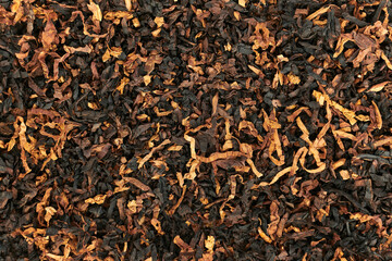 High quality dry cut tobacco big leaf, close up. Tobacco texture dry cut leaf, close up, background