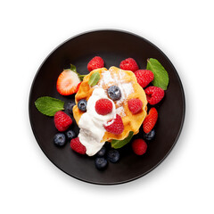 Delicious belgian waffles with summer berries