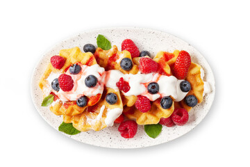Delicious belgian waffles with summer berries