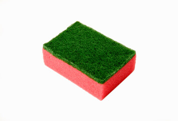 pink sponge for washing dishes on white background