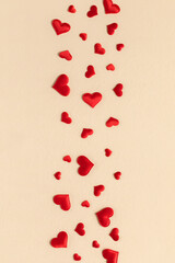 Valentine's Day gift card Red hearts symbol of love.