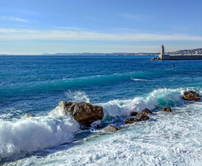Bord de mer à Nice sur la côte d'azur