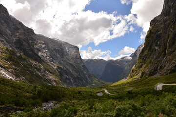 Valley view on the road from Te Anau to Milford Sound