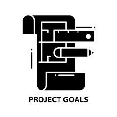 project goals icon, black vector sign with editable strokes, concept illustration