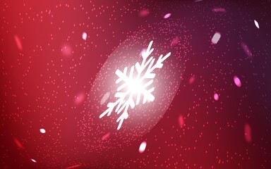 Dark Red vector layout with bright snowflakes.