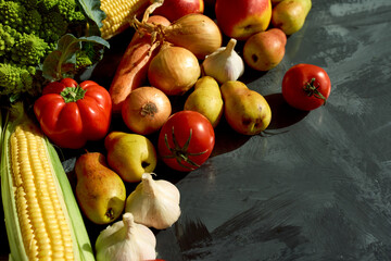 Fresh organic fruits and vegetables.