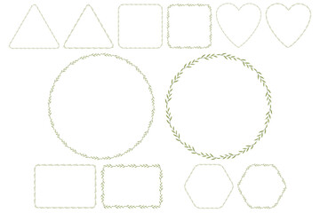 Spring wedding invitation with leaves wreath. Illustration for print. Vector design template. Organic natural shape. Floral greeting card.