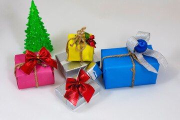 Christmas presents in colorful boxes