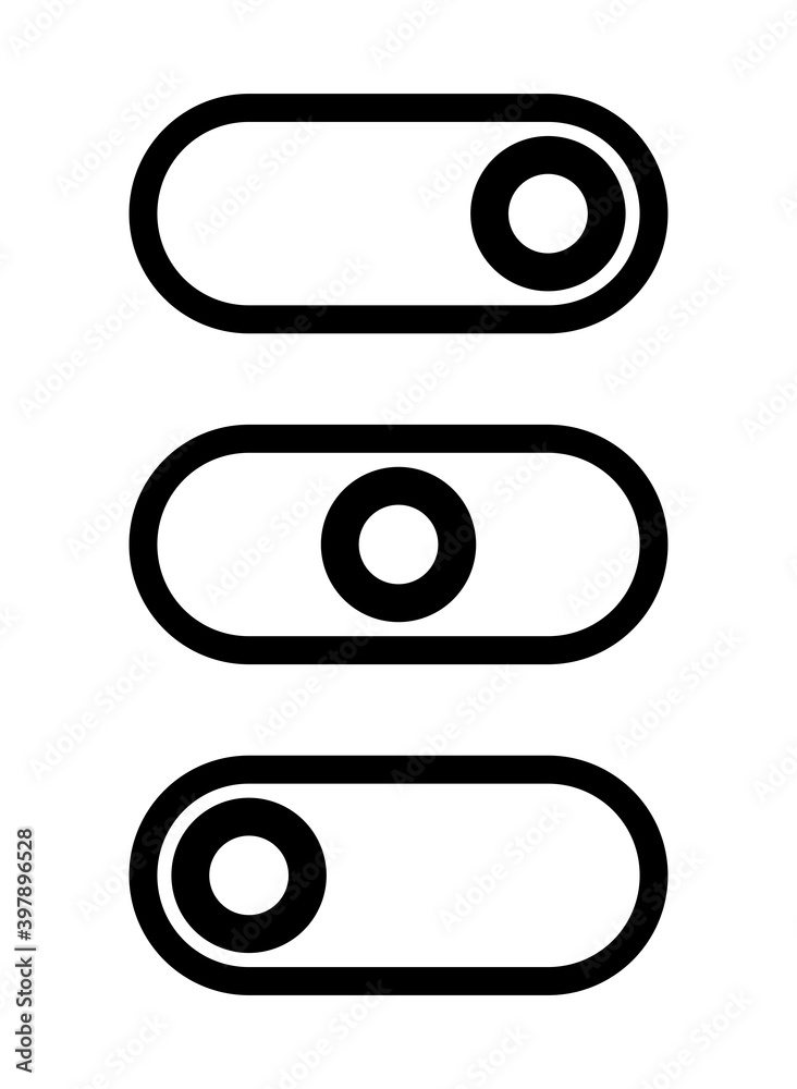 Poster on off switch button or slider icon set. vector image.