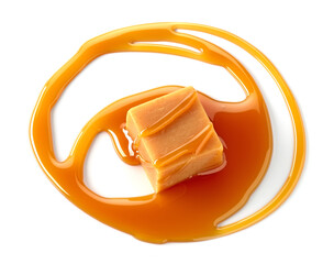 caramel candy and melted caramel sauce