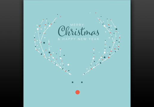 Merry Christmas Card with Reindeer Illustration