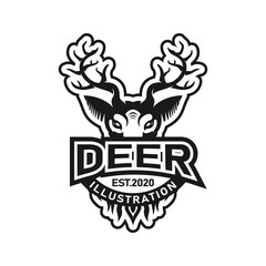 Monoline deer logo &mdash; sleek wildlife badge