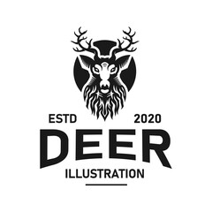 Geometric deer logo — modern antler badge
