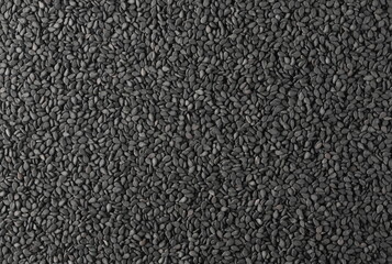 Black organic sesame seeds  background and texture
