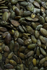 Close up of peeled pumpkin seeds