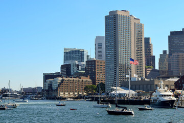 Fototapeta na wymiar Buildings along the waterfront in Boston