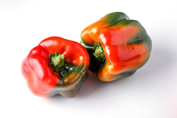 sweet pepper, red, green, yellow paprika, isolated on white background.