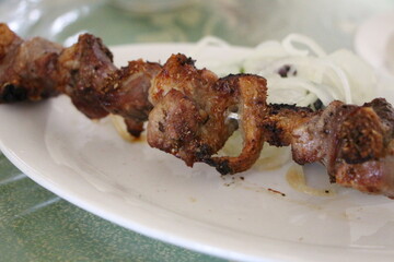 Beef Shashlik (barbecue), a local dish in Tajikistan