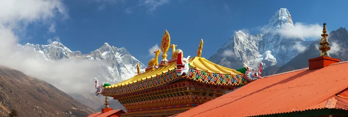 Crédence de cuisine en verre imprimé Ama Dablam Tengboche monastery Everest Lhotse Ama Dablam Himaqlaya