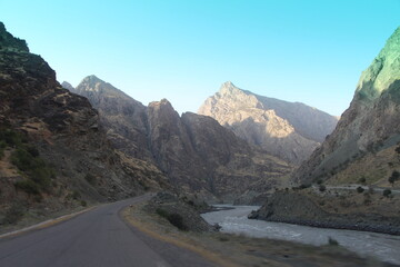 Valley along Pamir Highway in Tajikistan