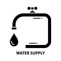 water supply icon, black vector sign with editable strokes, concept illustration