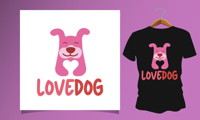 Dog holding a love icon, Dog T Shirt Images, Stock Photos and Vectors