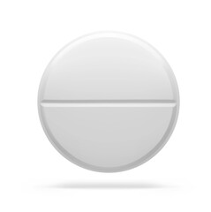 Realistic round pills isolated on white background. Vector illustration. Can be used for medical and cosmetic. EPS10.	
