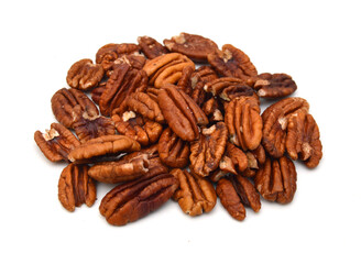 Pecans isolated on white background