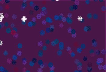 Light Blue, Red vector layout with bright snowflakes.