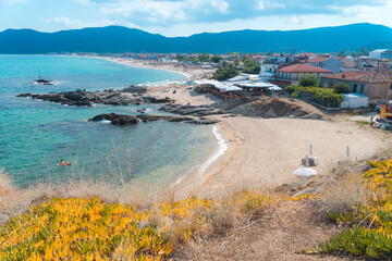 Sarti beach in Greece from above 