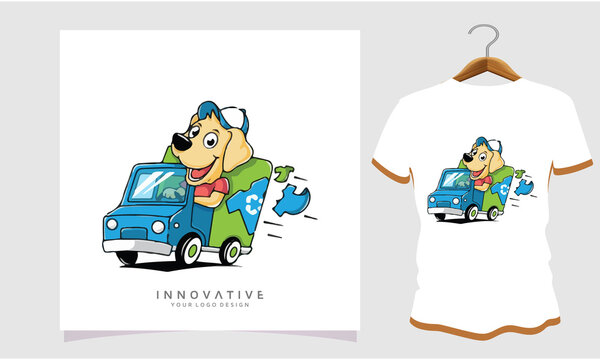 The dog is driving and cleaning dirty clothes, Dog T Shirt Images, Stock Photos and Vectors