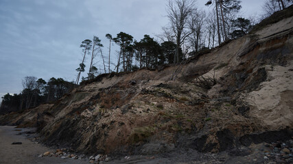 Destructive power of the sea, the Baltic Sea takes land, a new coastline is forming