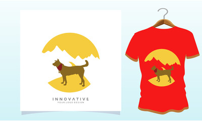 The dog is standing in front of the moon and the mountains, Dog T Shirt Images, Stock Photos and Vectors