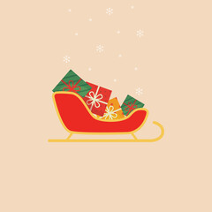 Christmas sleigh with gifts illustration
