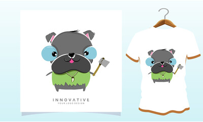 An ax in the hand of a chained dog, Dog T Shirt Images, Stock Photos & Vectors
